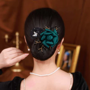 Kẹp Tóc Hoa Hồng Lấp Lánh - Phụ Kiện Cho Bun và Xoăn Tóc Thời Trang