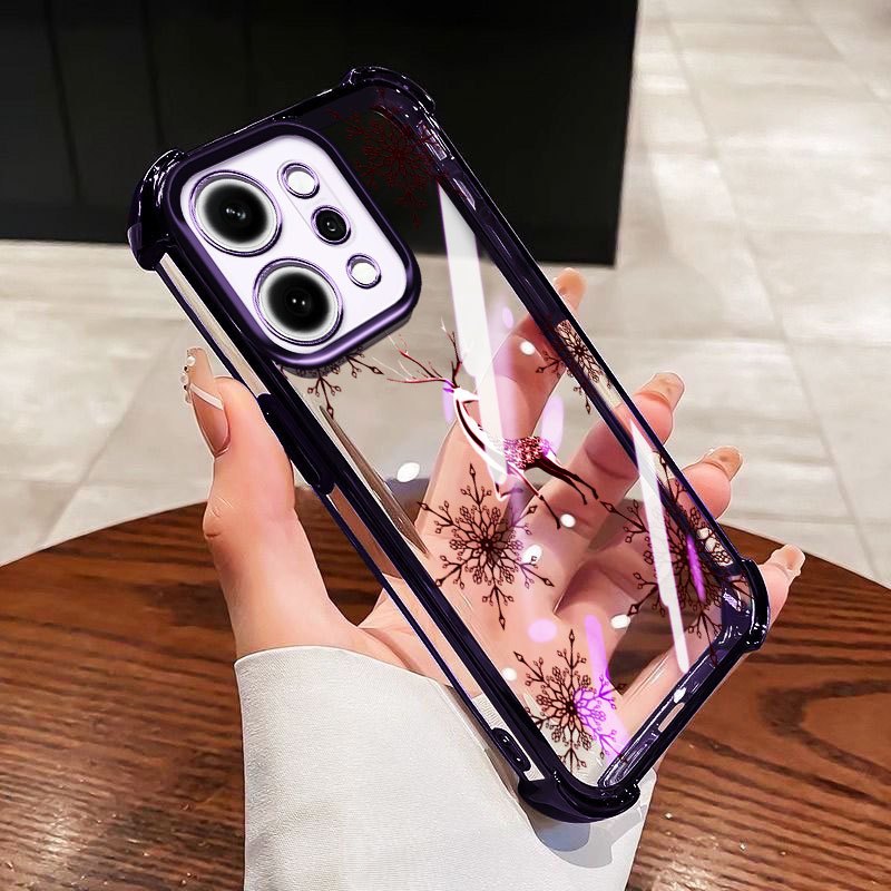 Ốp Điện Thoại YBD Cho OPPO Reno 15 Pro Reno 14 Pro Reno 14F 15F A6 Pro A6X A6S A6T Pro Trong Suốt Kim Cương Giả Hoa Hồng Bông Tuyết Hươu Chống Rơi Vỏ