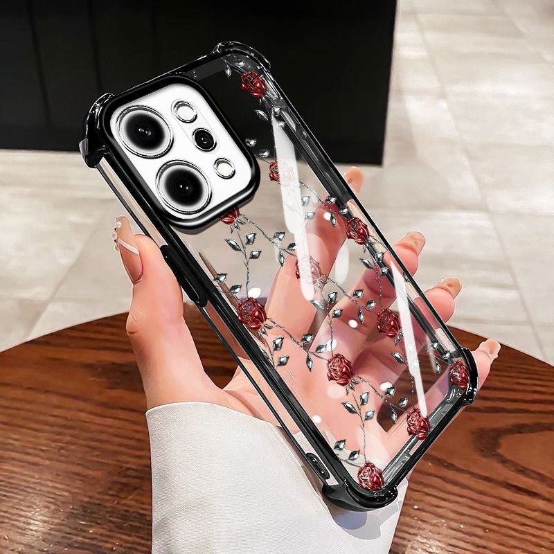 Ốp Điện Thoại YBD Cho OPPO Reno 15 Pro Reno 14 Pro Reno 14F 15F A6 Pro A6X A6S A6T Pro Trong Suốt Kim Cương Giả Hoa Hồng Bông Tuyết Hươu Chống Rơi Vỏ