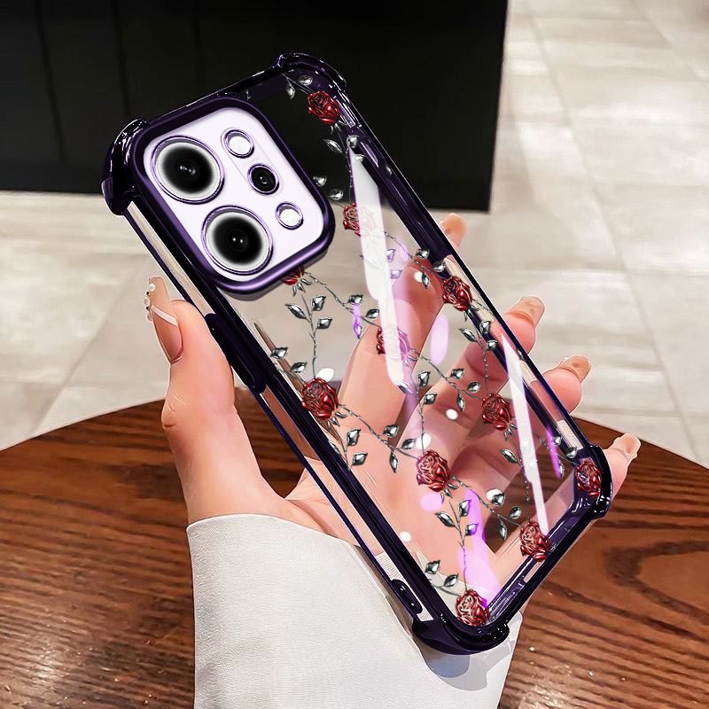 Ốp Điện Thoại YBD Cho OPPO Reno 15 Pro Reno 14 Pro Reno 14F 15F A6 Pro A6X A6S A6T Pro Trong Suốt Kim Cương Giả Hoa Hồng Bông Tuyết Hươu Chống Rơi Vỏ