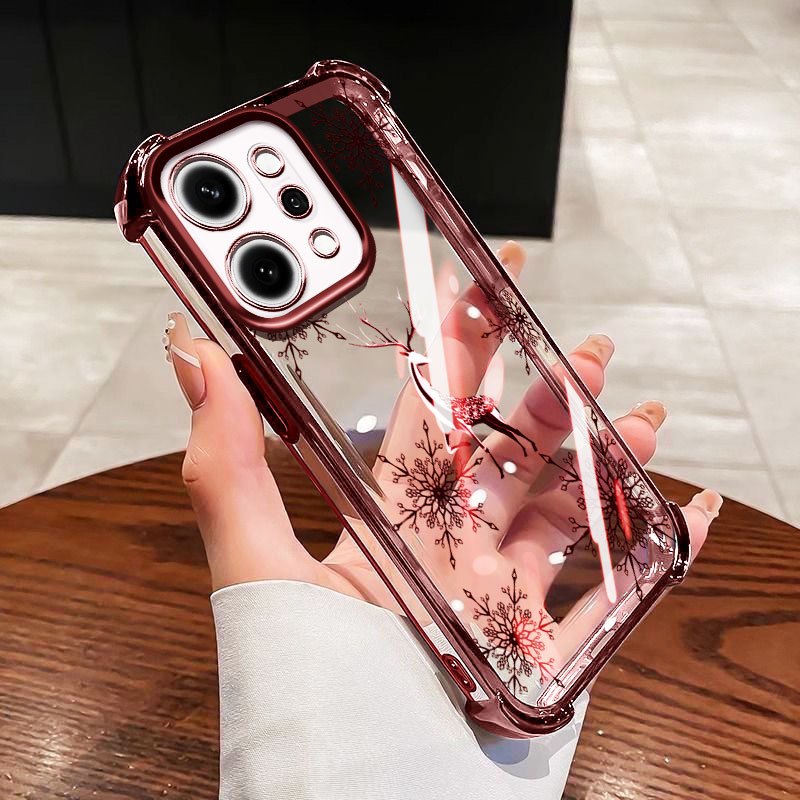 Ốp Điện Thoại YBD Cho OPPO Reno 15 Pro Reno 14 Pro Reno 14F 15F A6 Pro A6X A6S A6T Pro Trong Suốt Kim Cương Giả Hoa Hồng Bông Tuyết Hươu Chống Rơi Vỏ