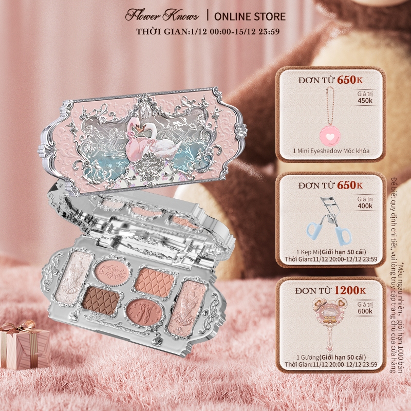 Flower knows Bảng Phấn Mắt swan ballet Sáu Màu Sắc Hiệu Ứng Mịn Màng Lâu Trôi 6.5g
