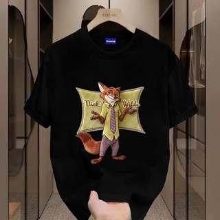 ✨Hàng có sẵn✨ WASSUP 2025 mẫu áo thun nam họa tiết cáo Nick trong "Zootopia" — Áo thun nam mới! 100% cotton, thời trang, Unisex.
