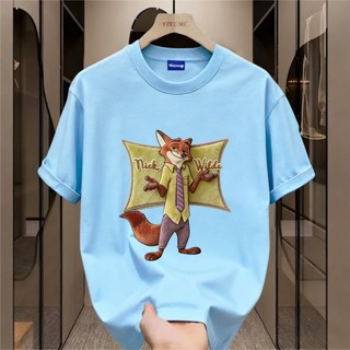 ✨Hàng có sẵn✨ WASSUP 2025 mẫu áo thun nam họa tiết cáo Nick trong "Zootopia" — Áo thun nam mới! 100% cotton, thời trang, Unisex.