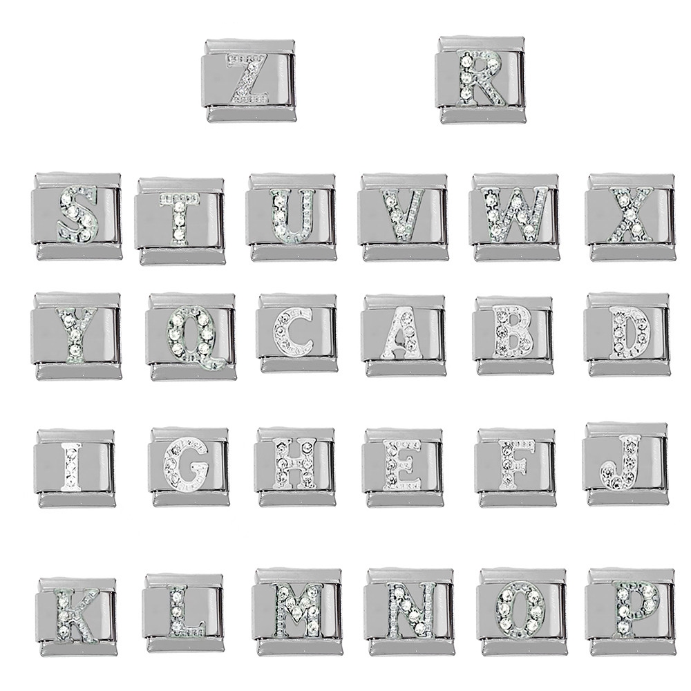 Vòng tay quyến rũ bằng thép không gỉ 304 DIY mô-đun chữ cái tiếng Anh italy quyến rũ vòng tay đàn hồi bằng thép không gỉ