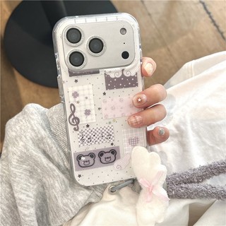 Ốp điện thoại iPhone 17 Pro max 16 Pro max Họa tiết gấu nhỏ TPU materia IMD
