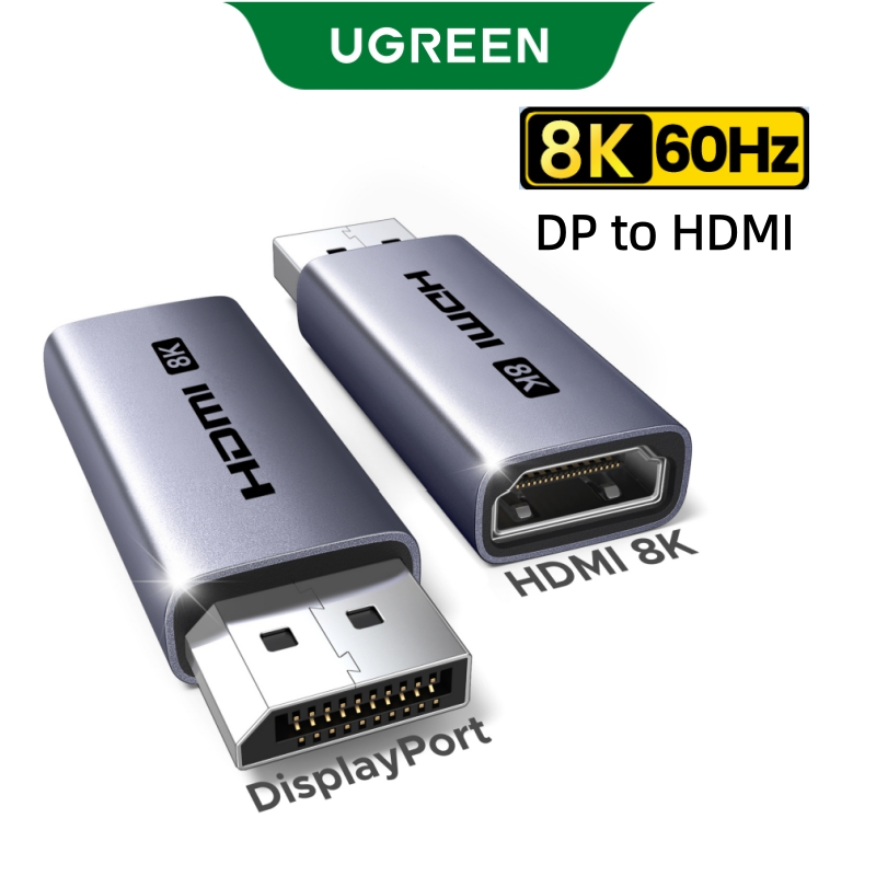 UGREEN 8K 60Hz / 4K 30Hz DisplayPort sang HDMI 1-Pack Bộ chuyển đổi vỏ nhôm một chiều Tương thích với máy tính để bàn, máy tính xách tay, màn hình, HDTV, máy chiếu