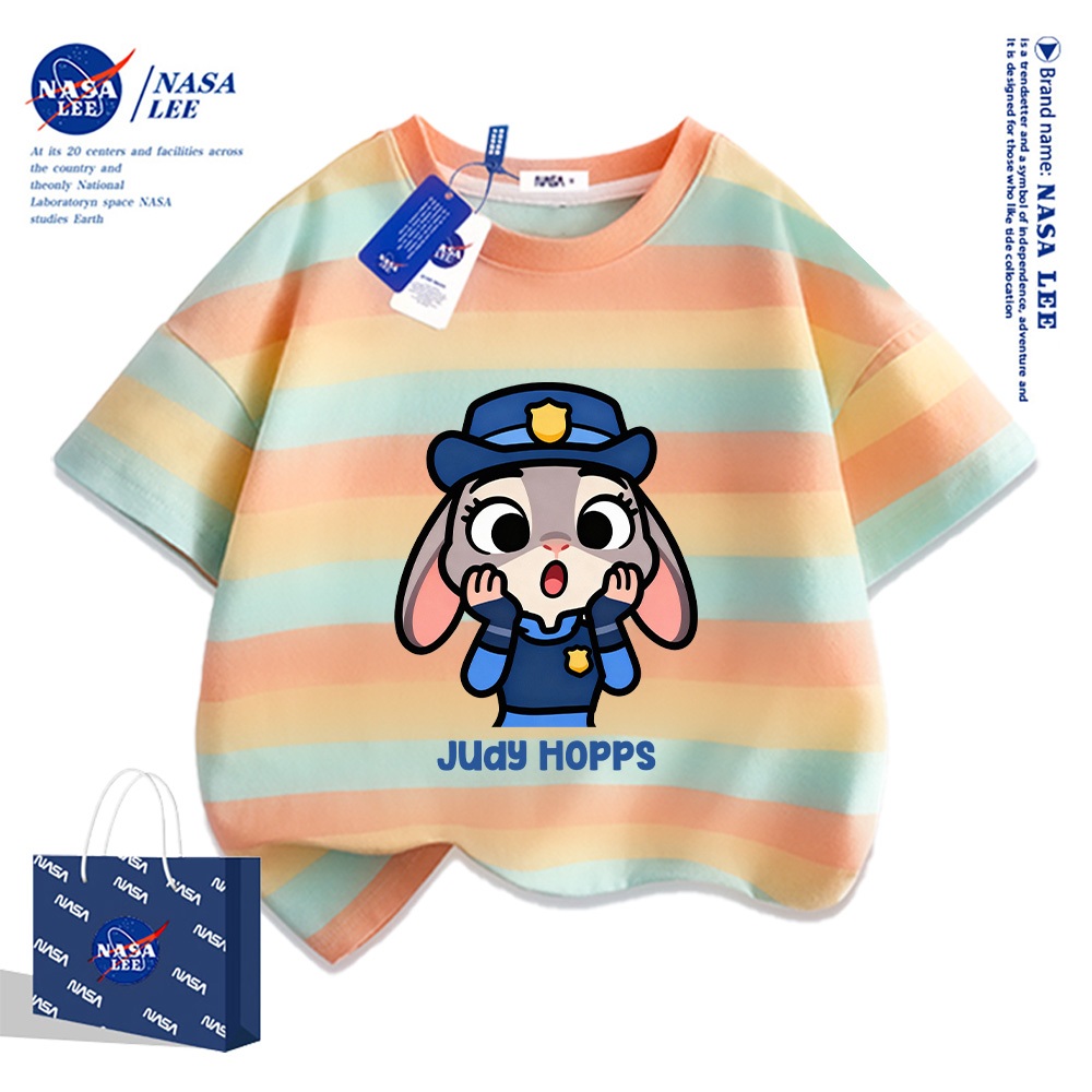 💥 Xu hướng hot 2025 💥 Áo thun trẻ em NASA họa tiết cảnh sát thỏ thời trang — 100% cotton — Unisex — Giao hàng ngay