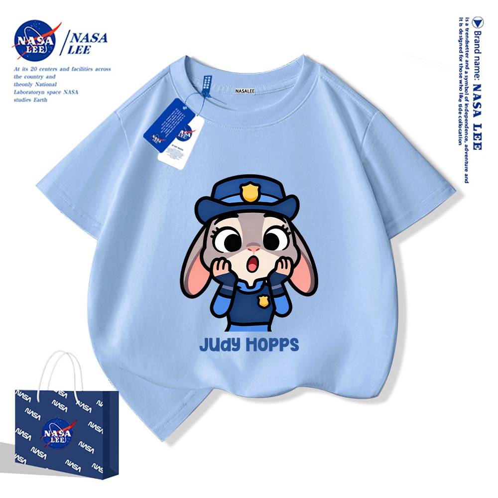 💥 Xu hướng hot 2025 💥 Áo thun trẻ em NASA họa tiết cảnh sát thỏ thời trang — 100% cotton — Unisex — Giao hàng ngay