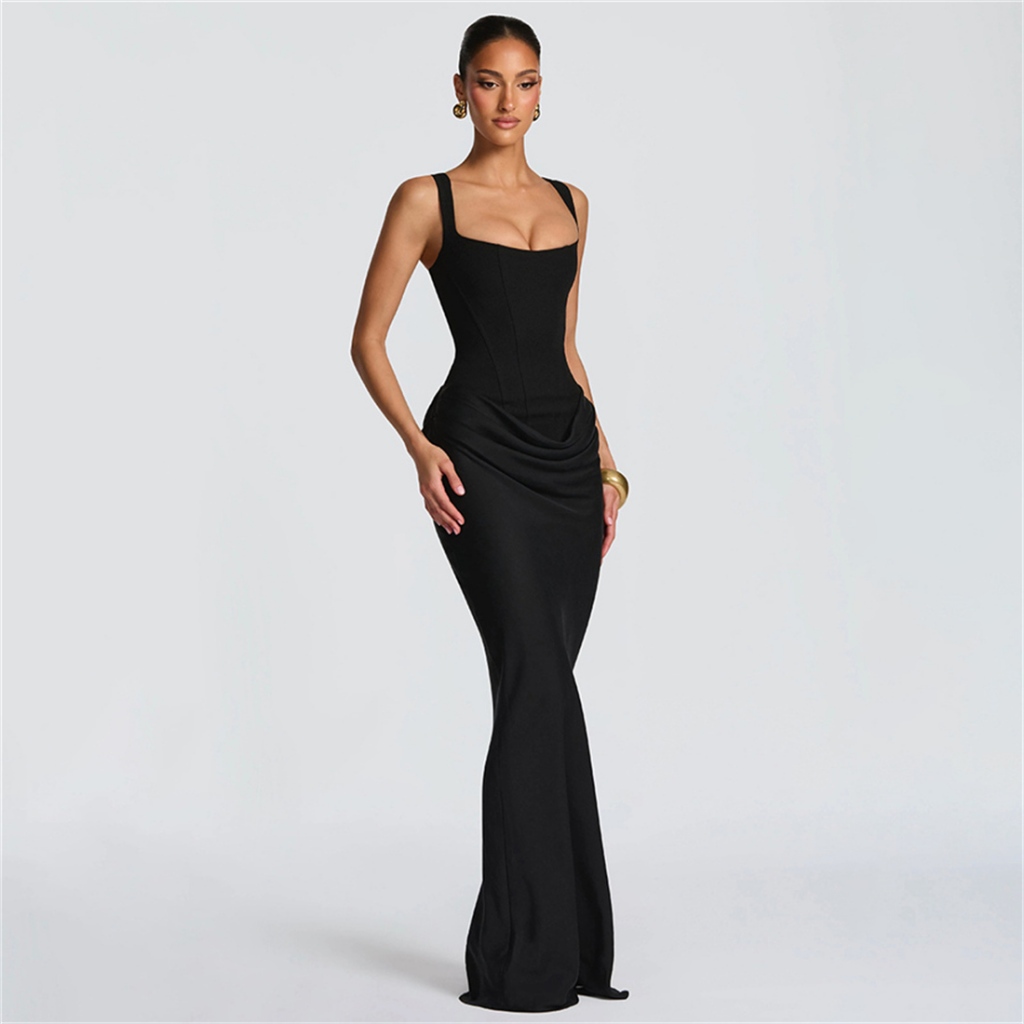 Cutenew Gợi Cảm Cổ Vuông Đầm Nữ Cổ Điển Thanh Lịch Không Tay Rua Chắp Vá Skinny Đơn Giản Sinh Nhật Câu Lạc Bộ Vestidos