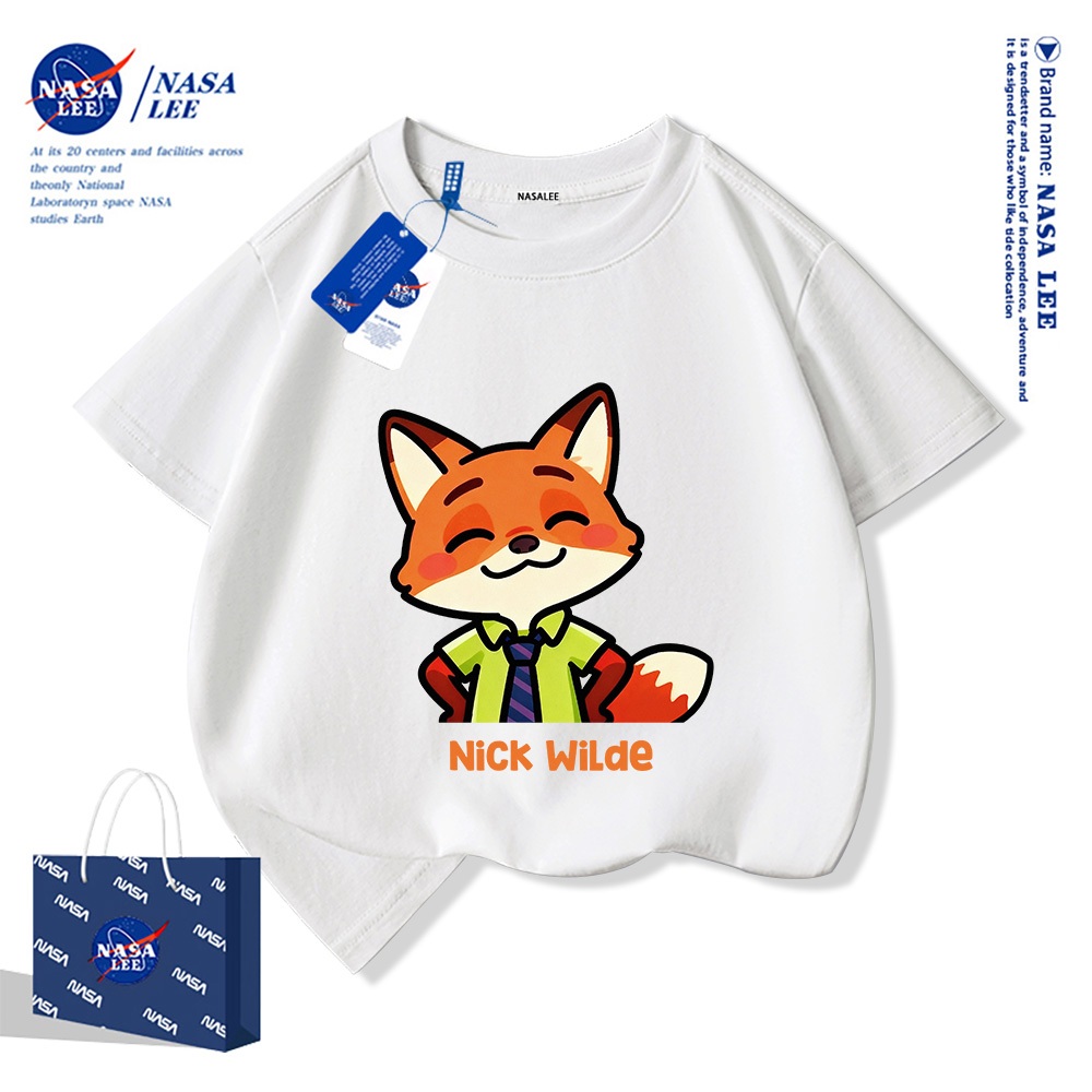 💥 Xu hướng hot 2025 💥 Áo thun trẻ em NASA họa tiết cáo Nick thời trang — 100% cotton — Unisex — Giao hàng ngay