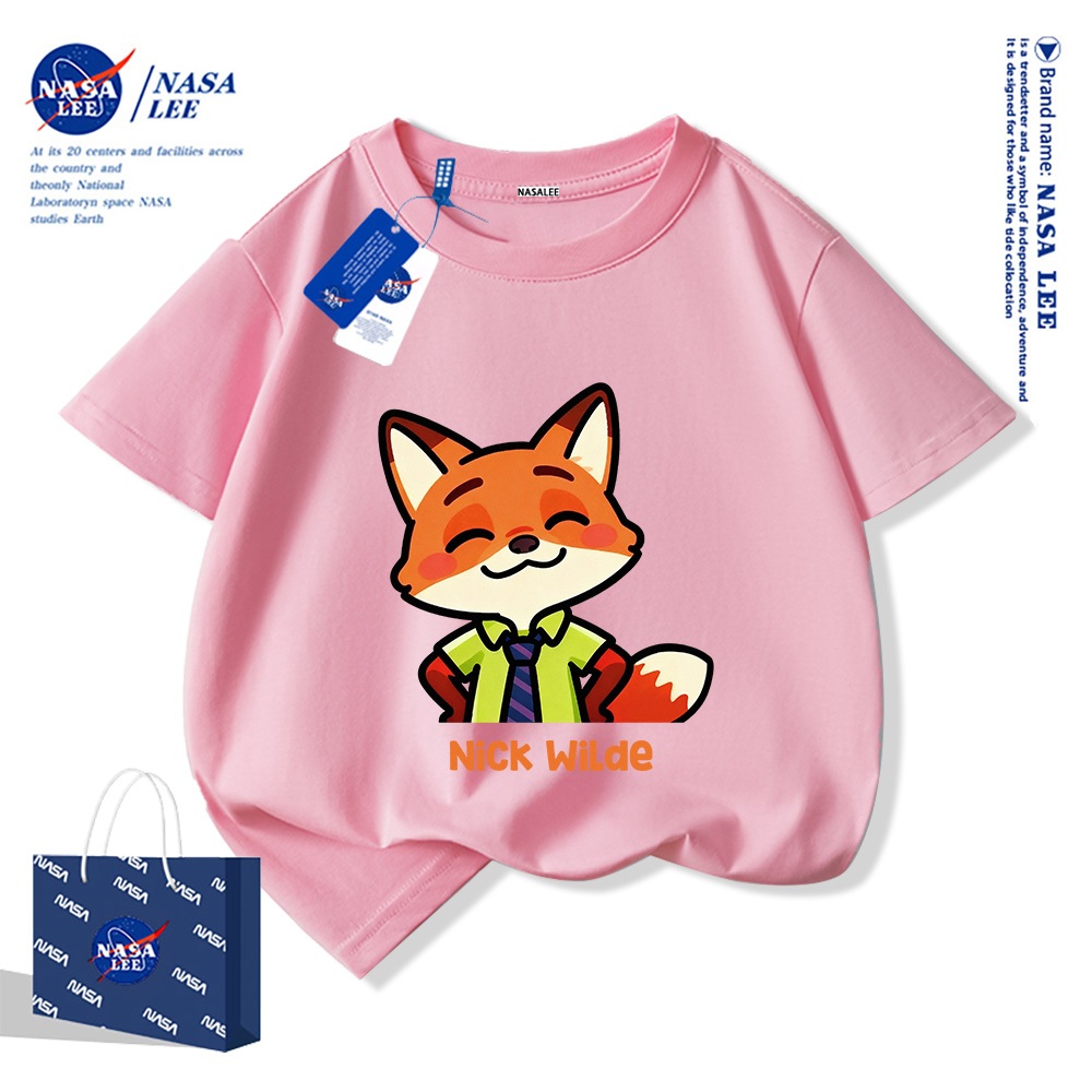 💥 Xu hướng hot 2025 💥 Áo thun trẻ em NASA họa tiết cáo Nick thời trang — 100% cotton — Unisex — Giao hàng ngay