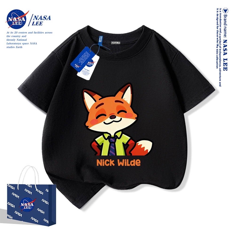 💥 Xu hướng hot 2025 💥 Áo thun trẻ em NASA họa tiết cáo Nick thời trang — 100% cotton — Unisex — Giao hàng ngay