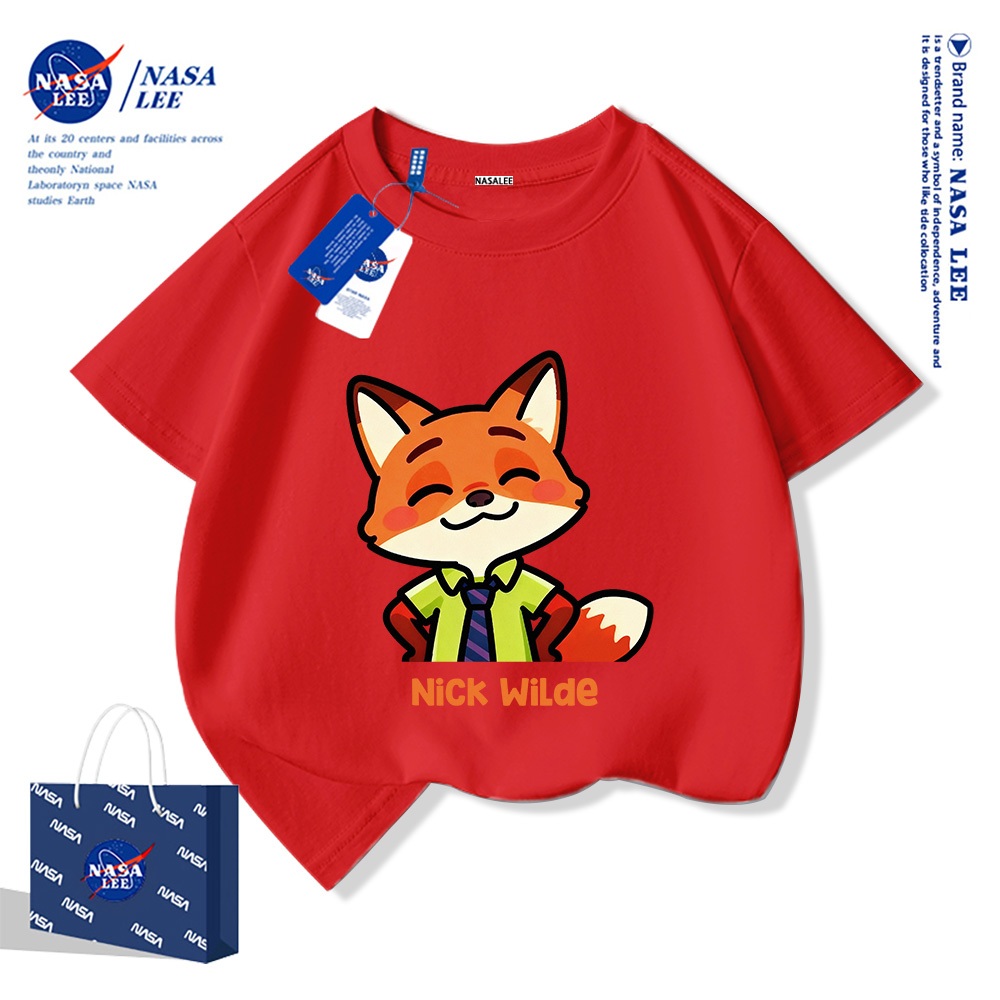 💥 Xu hướng hot 2025 💥 Áo thun trẻ em NASA họa tiết cáo Nick thời trang — 100% cotton — Unisex — Giao hàng ngay