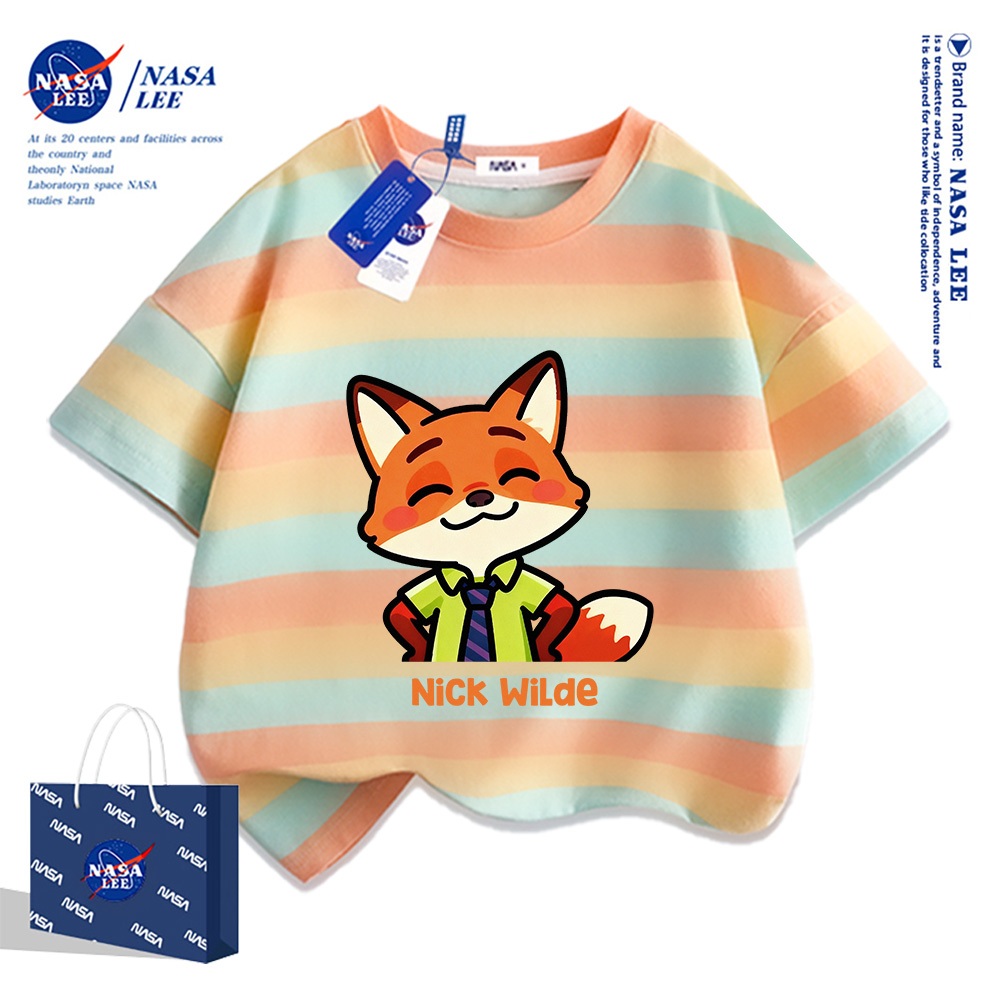 💥 Xu hướng hot 2025 💥 Áo thun trẻ em NASA họa tiết cáo Nick thời trang — 100% cotton — Unisex — Giao hàng ngay