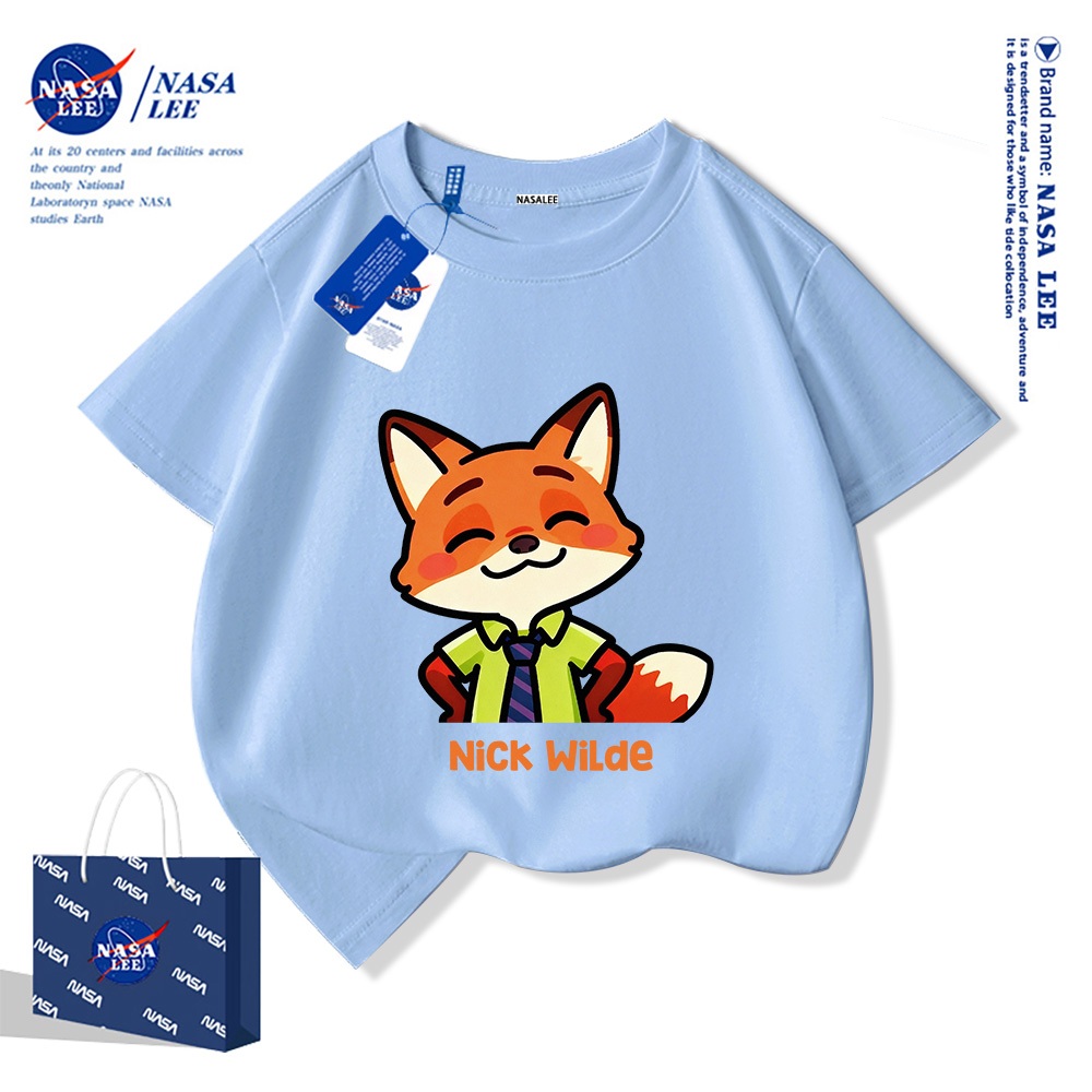 💥 Xu hướng hot 2025 💥 Áo thun trẻ em NASA họa tiết cáo Nick thời trang — 100% cotton — Unisex — Giao hàng ngay