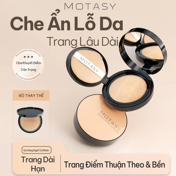 Phấn Nước Cushion MOTASY Mỏng Nhẹ Giữ Lớp Nền Lâu Trôi,Căng Bóng Kiềm Dầu Cả Ngày,Che Khuyết Điểm Bán Chạy Đánh Bay Khuyết Điểm, Lớp Nền Mịn Như Phấn Nước,, Kem nền Bột nén