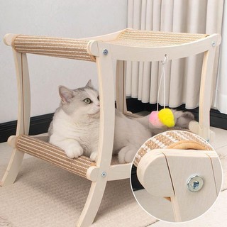 Giường cào mèo - Bảng cào giường ngủ hai lớp, Tổ mèo Sisal cho mèo trong nhà - Khung gỗ chắc chắn, bảo vệ nội thất
