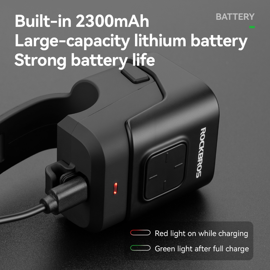ROCKBROS Đèn Xe Đạp Mạnh Mẽ Đèn Pha Xe Đạp Sừng Chống Thấm Nước IPX6 2 Trong 1 Có Thể Điều Chỉnh MTB Xe Đạp Đường Bộ Type-C Sạc