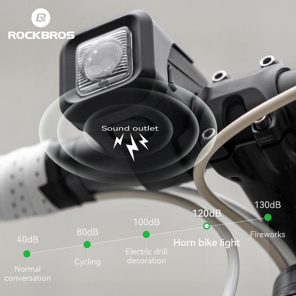 ROCKBROS Đèn Xe Đạp Mạnh Mẽ Đèn Pha Xe Đạp Sừng Chống Thấm Nước IPX6 2 Trong 1 Có Thể Điều Chỉnh MTB Xe Đạp Đường Bộ Type-C Sạc