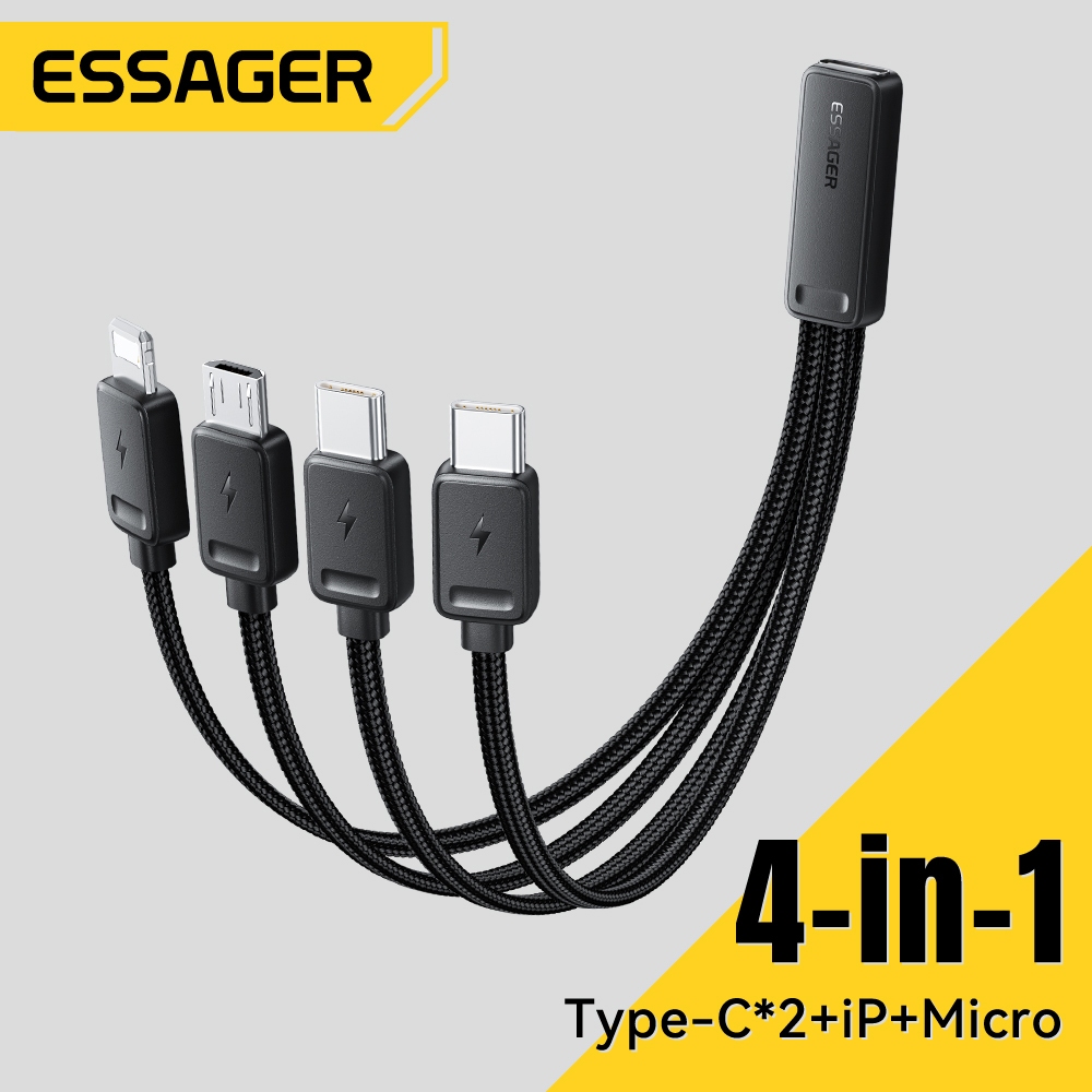 ESSAGER Type-C + Micro + iP Mở rộng bốn cổng đa thiết bị Sạc đồng thời nhỏ gọn và di động