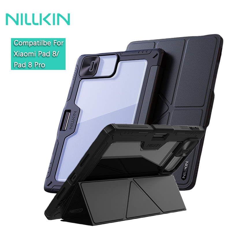 Nillkin Cho Xiaomi Pad 7 Pro / Pad 8 Ốp Lưng Đa Góc Gấp Da PU Bao Da Thông Minh Camera Bảo Vệ Ống Kính Trượt Vỏ Vỏ Có Giá Đỡ Bút Chì