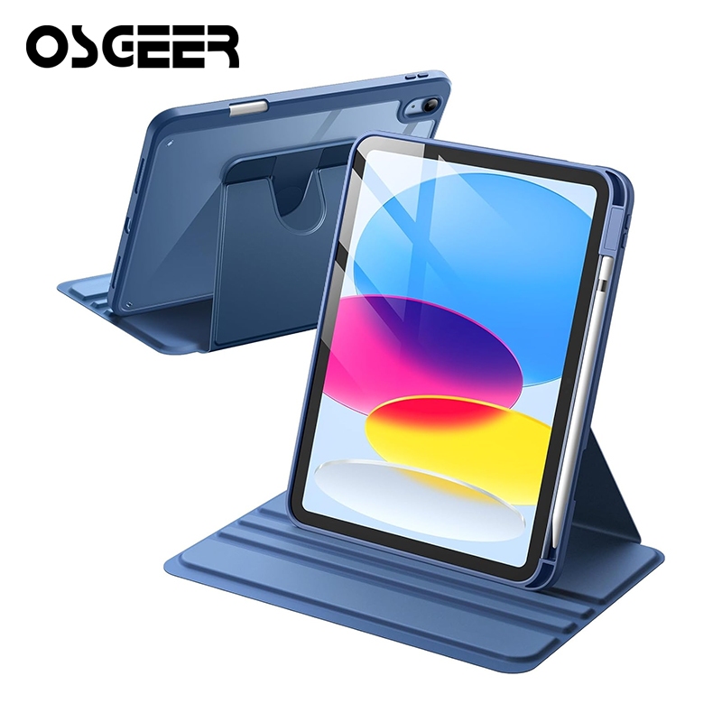 Ốp Xoay OSGEER 360 Cho iPad Gen 12 11 10 A16 2025 / 2024 Air 11 M2 / M3 (2025) Pro 11 13 M4 / M5 Air 4 / 5 / 6 / 7 / 8 10.9 13 inch 7 / Khe cắm bút chì nắp máy tính bảng 8 / 9th 10.2