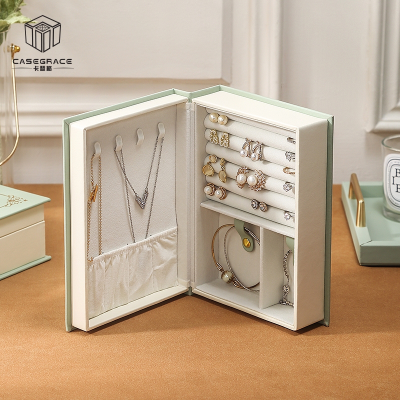 Casegrace Hộp Trang Sức Người Tổ Chức Da PU Nhật Ký Hộp Trang Sức Với Thiết Kế Sách Ma Thuật Hộp Đựng Trang Sức Cho Bông Tai Vòng Cổ Vòng Cổ Nhẫn Lưu Trữ Cho Nữ