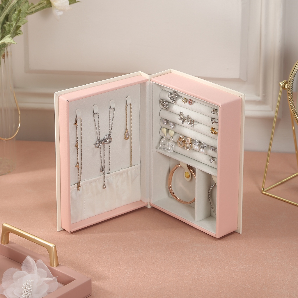 Casegrace Hộp Trang Sức Người Tổ Chức Da PU Nhật Ký Hộp Trang Sức Với Thiết Kế Sách Ma Thuật Hộp Đựng Trang Sức Cho Bông Tai Vòng Cổ Vòng Cổ Nhẫn Lưu Trữ Cho Nữ