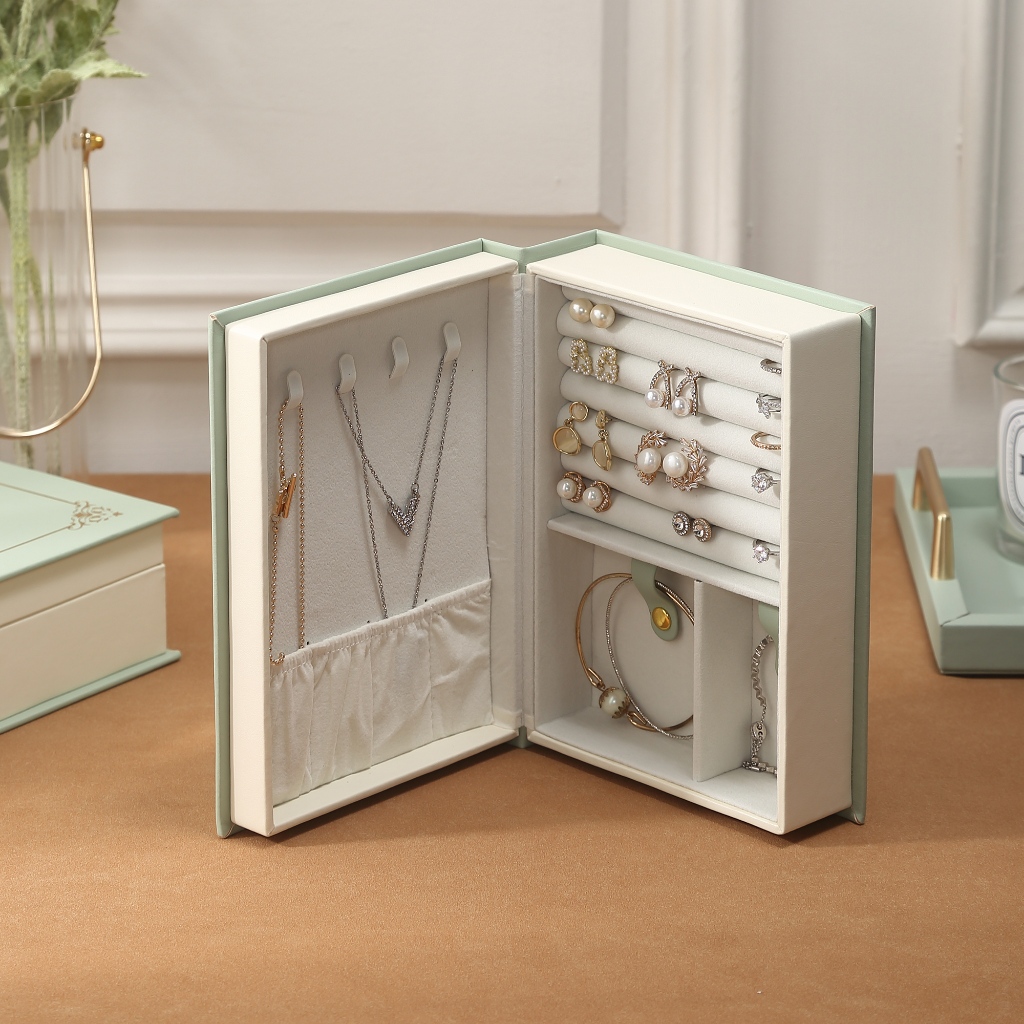 Casegrace Hộp Trang Sức Người Tổ Chức Da PU Nhật Ký Hộp Trang Sức Với Thiết Kế Sách Ma Thuật Hộp Đựng Trang Sức Cho Bông Tai Vòng Cổ Vòng Cổ Nhẫn Lưu Trữ Cho Nữ