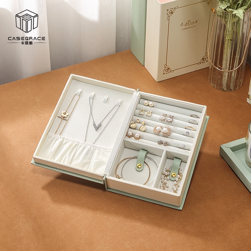 Casegrace Hộp Trang Sức Người Tổ Chức Da PU Nhật Ký Hộp Trang Sức Với Thiết Kế Sách Ma Thuật Hộp Đựng Trang Sức Cho Bông Tai Vòng Cổ Vòng Cổ Nhẫn Lưu Trữ Cho Nữ