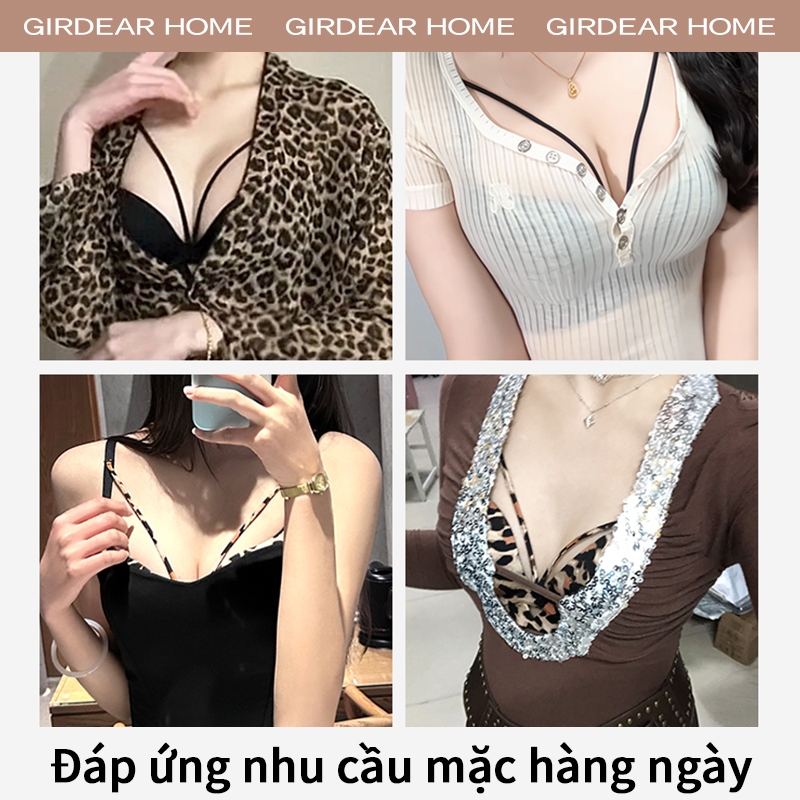 Girdear Home Girls sexy áo lót Pháp Da Báo In Mềm Hỗ Trợ Áo Ngực Thoải Mái Tập Hợp Phụ Nữ Có Thể Điều Chỉnh Gợi Cảm Thoáng Khí Không Dây Thoải Mái Đồ Lót,GH35