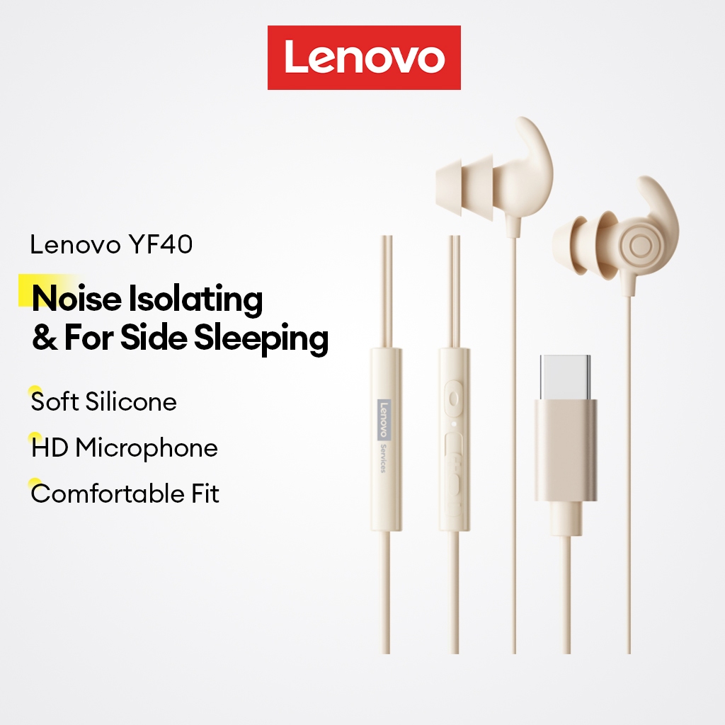Tai nghe có dây Lenovo YF40 và tai nghe ngủ có thiết kế cách ly tiếng ồn và silicon mềm cho micrô ngủ bên plus HD