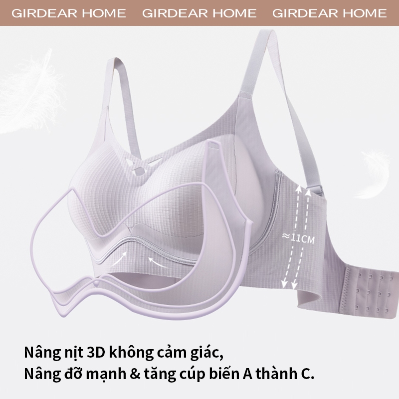 Girderear Home Wireless Bra áo ngực không dây hở lưng thoáng khí áo lót cho Nữ - Siêu Mỏng, Nâng Ngực và Chống Chảy Xệ,GH37