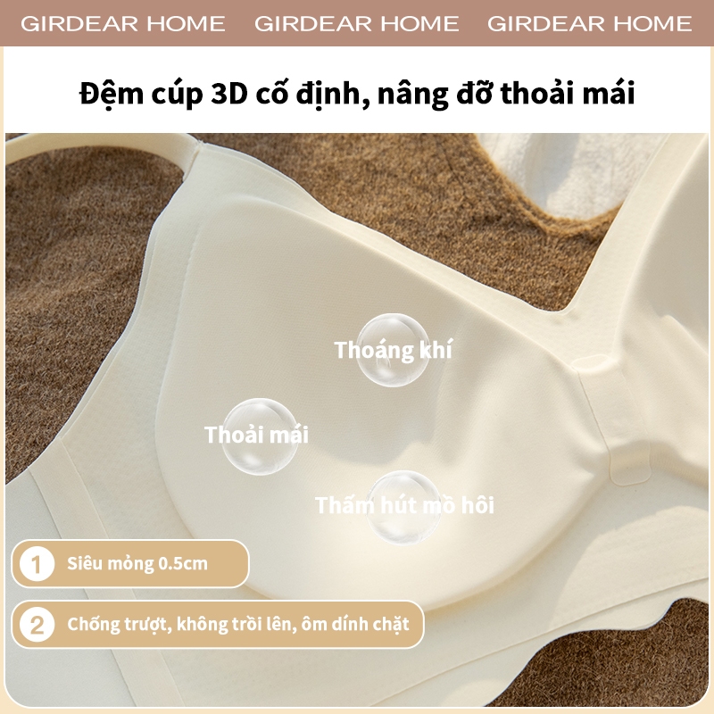 Girdear Home thoáng khí áo lót bra Đám mây siêu mỏng như áo ngực thể thao Bé gái liền mạch Cốc cố định 3D Jelly Hỗ trợ đẩy lên Hỗ trợ mềm Áo ngực không dây thoải mái,GH38