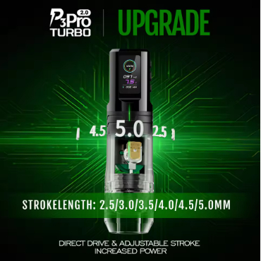 EZ P3 Pro Turbo 2.0 Pin Không Dây Bút Hình Xăm Máy 2.5-5.0mm Có Thể Điều Chỉnh Thì Xoay Hộp Mực Máy Xăm Bút