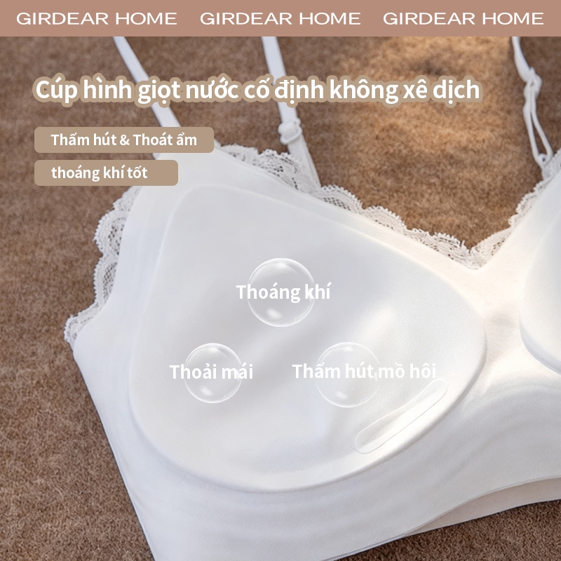 Girderear Home hở lưng áo lót sexy thoáng khí Wireless French Deep V Small Bust Push Up Áo ngực kiểu Cami dành cho nữ Ren siêu mỏng liền mạch chống chảy xệ Đồ lót thoải mái,GH39