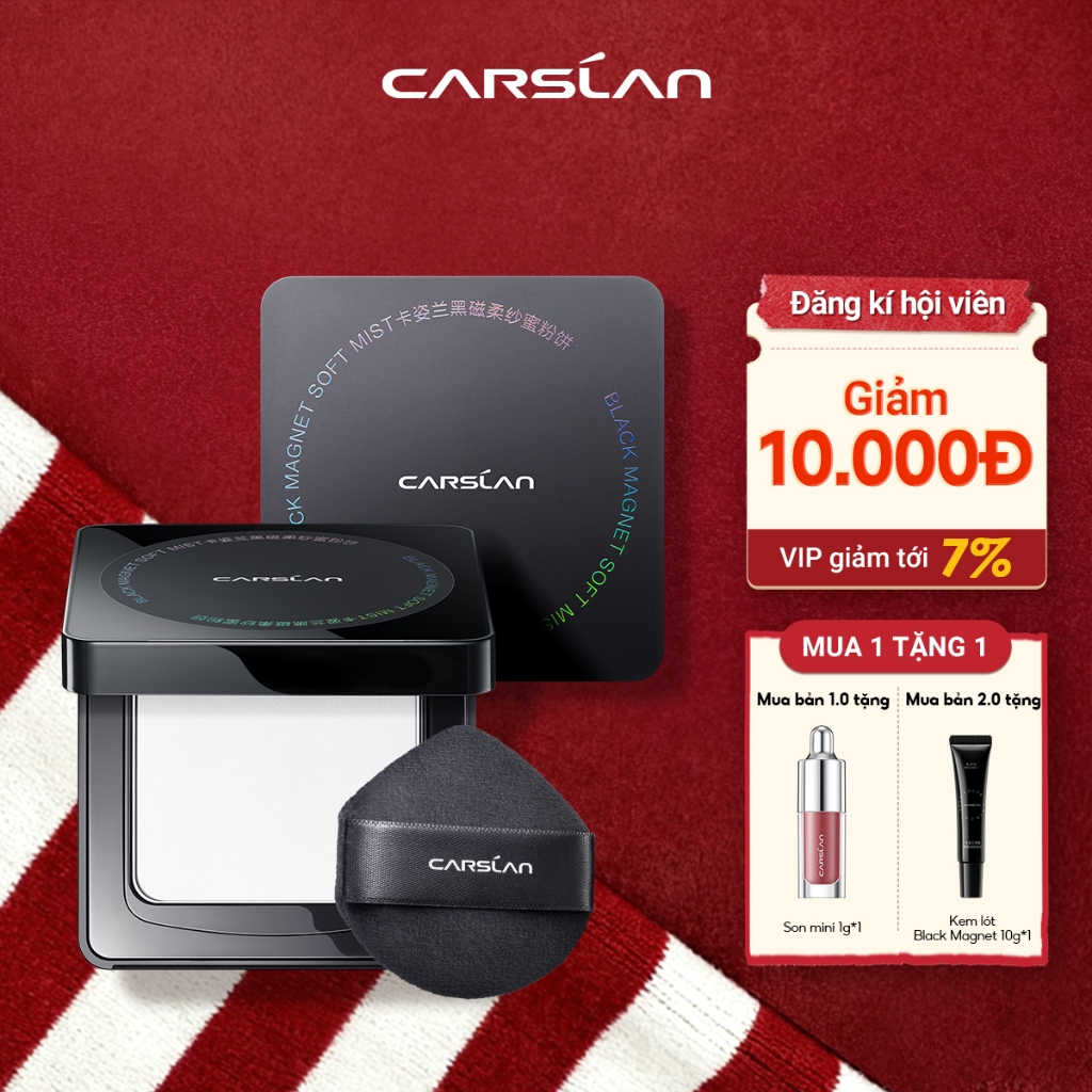 Phấn phủ Black Magnet CARSLAN lâu trôi kiềm dầu 24 giờ 8g