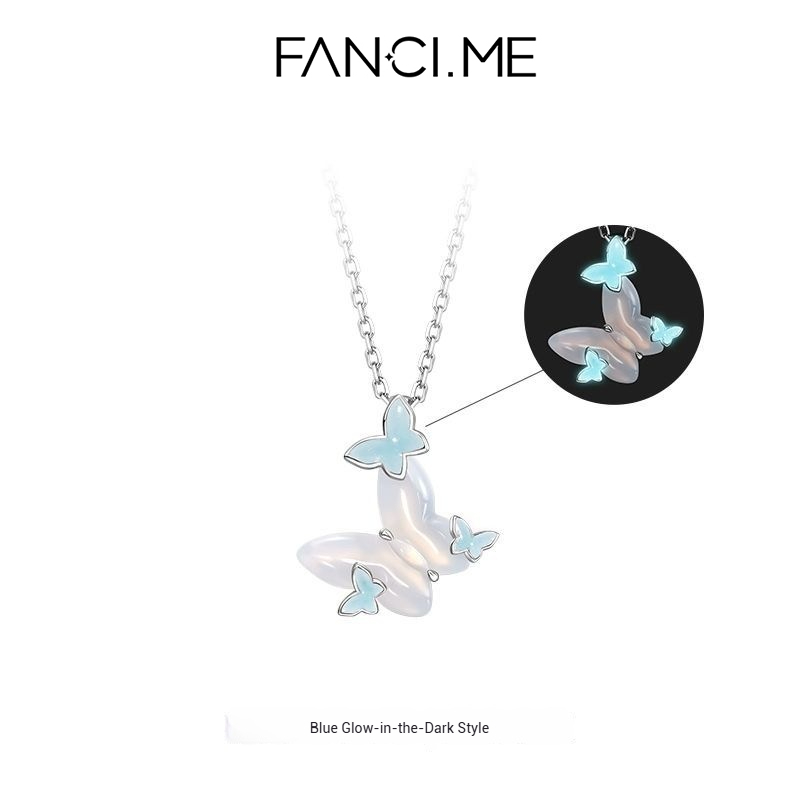 FanciMe Cổ Tích Bướm Phát Sáng Trong Bóng Tối Vòng Cổ Dễ Thương Mặt Dây Chuyền Đa Năng Trang Sức Cho Giáng Sinh Năm Mới Quà Tặng Sinh Nhật