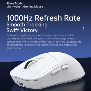 Chuột Bluetooth 3 Mode Chuột chơi game không dây nhẹ, Chuột máy tính cảm biến PAW 3950Max với Bắc Âu 52480, 8KHz Polling