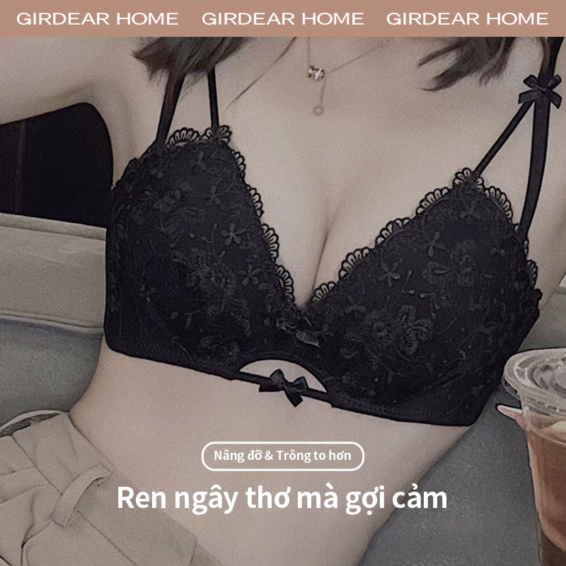 Girdear Home Nhà Nhật Bản Gợi Cảm Ren Dễ Thương Thoải Mái Push Up Bra Người Phụ Nữ Liền Mạch Nhỏ Ngực Đẩy Lên Nữ Không Dây Thoải Mái Đồ Lót, GH42