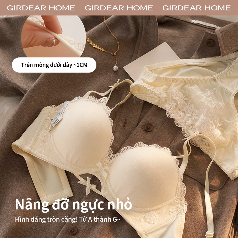 Girdear Home Nhà Nhật Bản Gợi Cảm Ren Dễ Thương Thoải Mái Push Up Bra Người Phụ Nữ Liền Mạch Nhỏ Ngực Đẩy Lên Nữ Không Dây Thoải Mái Đồ Lót, GH42