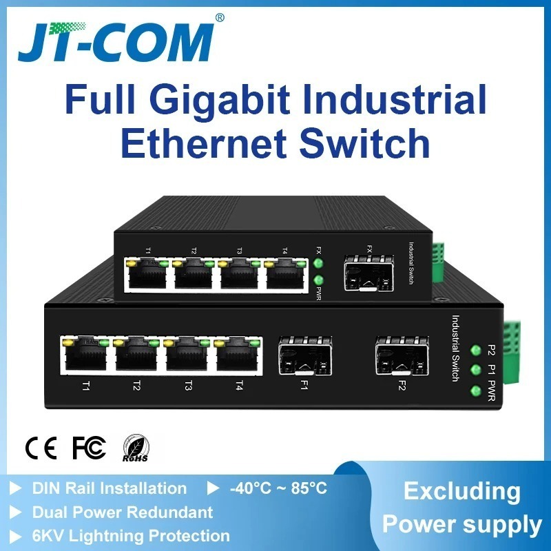 Công tắc Gigabit 6 cổng công nghiệp 4x RJ45 + 2x SFP, Gắn DIN-Rail, -40 ...