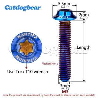 Catdogbear Titanium M3x6 / 8 / 10 / 12 / 15 / 18 / 20mm đầu bướm bên trong T10 Vít đầu Torx cho xe đạp đường trường