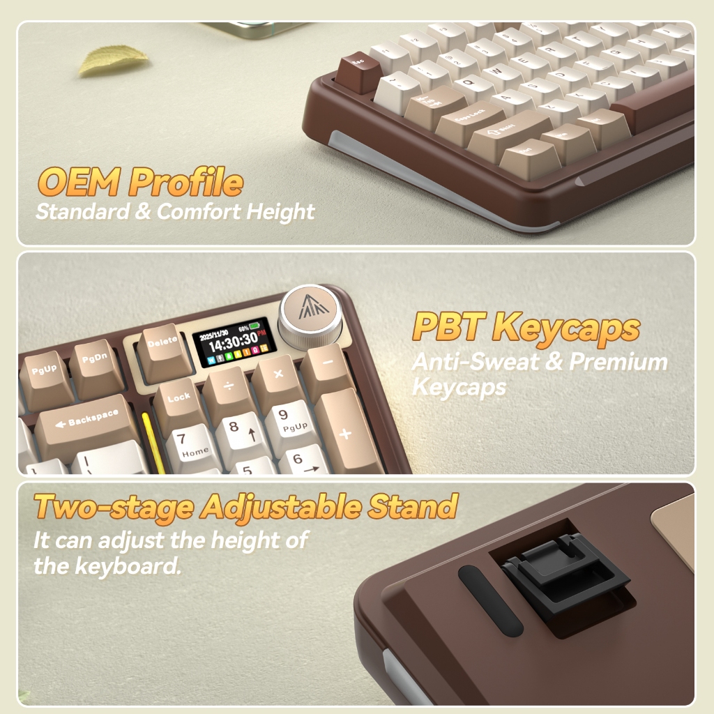 SOLAKAKA A99PRO Màn hình thông minh LCD Bàn phím cơ Tri-Mode 8000mAh Pin dài Hot-Swap RGB Macaron Gaming Office 99 phím | BigBuy360 - bigbuy360.vn