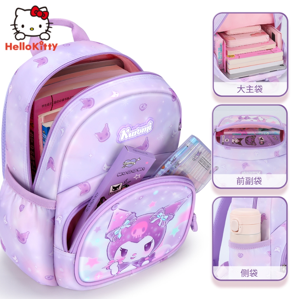 🏆 Sanrio Official Balo Học Sinh Kuromi Mẫu Giáo Schoolbag Bé Gái Dễ Thương Giảm Gánh Nặng Cô Gái Nhẹ Đi Chơi Ba Lô Nhỏ Phong Cách Mới Cho Bé Ba Lô Nhỏ