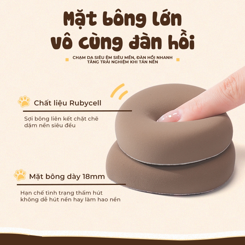 Bông Mút Trang Điểm PinkPunk Cute Doggy Set Mềm Mại Đàn Hồi Cao Dễ Tán & Không Hút Nền Tặng Kèm Hộp Đựng