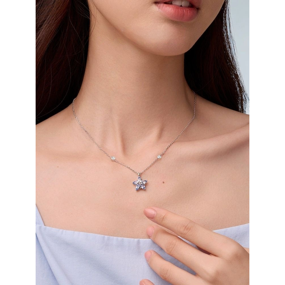 FanciMe Nữ Bạc Xanh Ngôi Sao May Mắn Vòng Cổ Trang Sức Thiết Kế Thời Trang 【 Dòng Ngôi Sao May Mắn 】