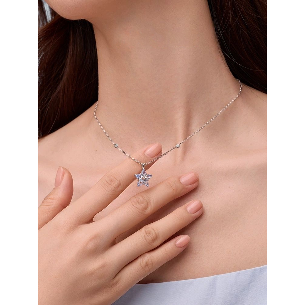 FanciMe Nữ Bạc Xanh Ngôi Sao May Mắn Vòng Cổ Trang Sức Thiết Kế Thời Trang 【 Dòng Ngôi Sao May Mắn 】