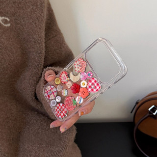Sweet Girly Red Kẻ Sọc Apple Nút Trong Suốt Xẻng Điện Thoại Cho iPhone 17Promax Air 16Promax 12 13 14 15 Pro Max 11 15Plus Vỏ Di Động Chống Sốc
